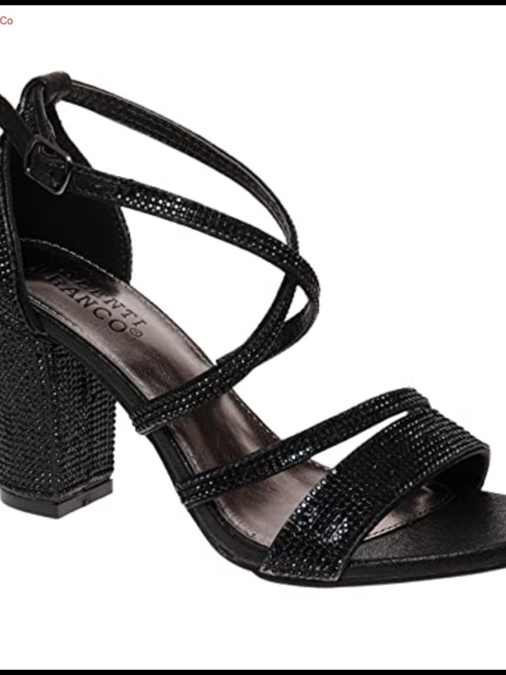 Rhinestone Ankle Strap Chunky Heel Sandals